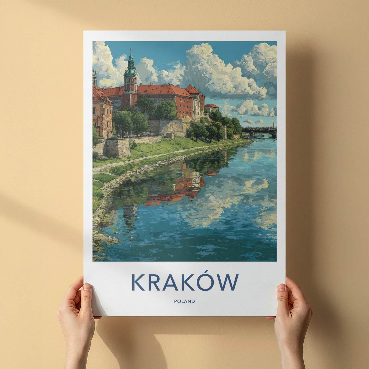 Krakow Poster - Poland Travel Art - Wawel Castle River Wall Decor