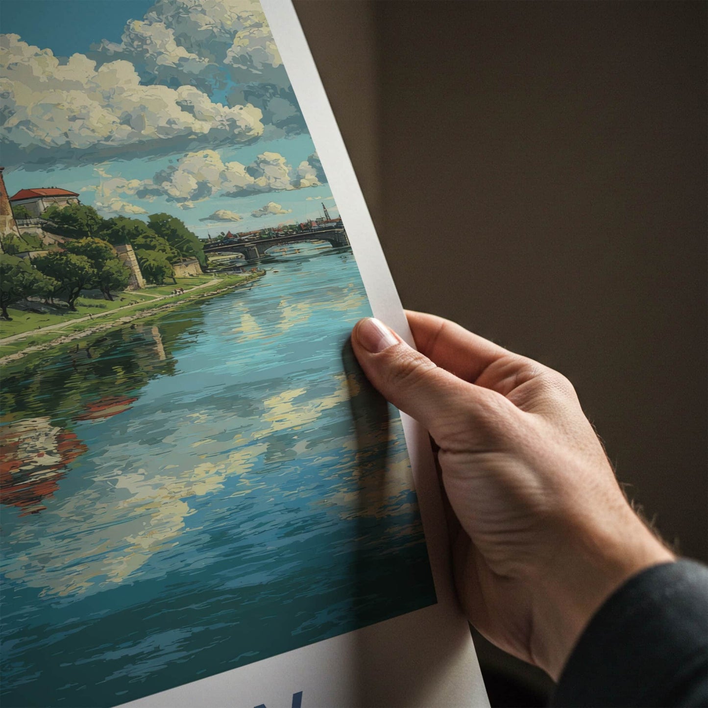 Krakow Poster - Poland Travel Art - Wawel Castle River Wall Decor