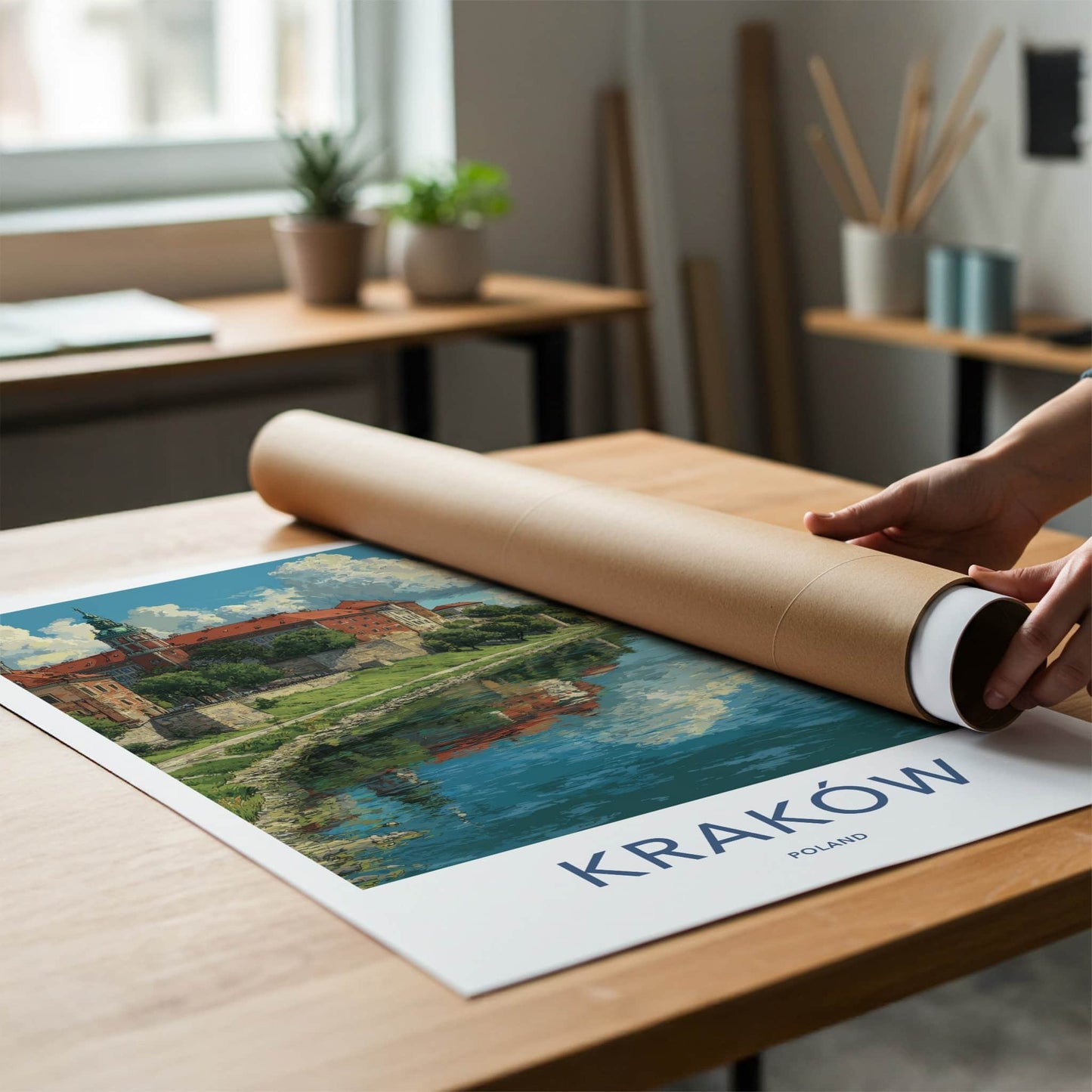 Krakow Poster - Poland Travel Art - Wawel Castle River Wall Decor