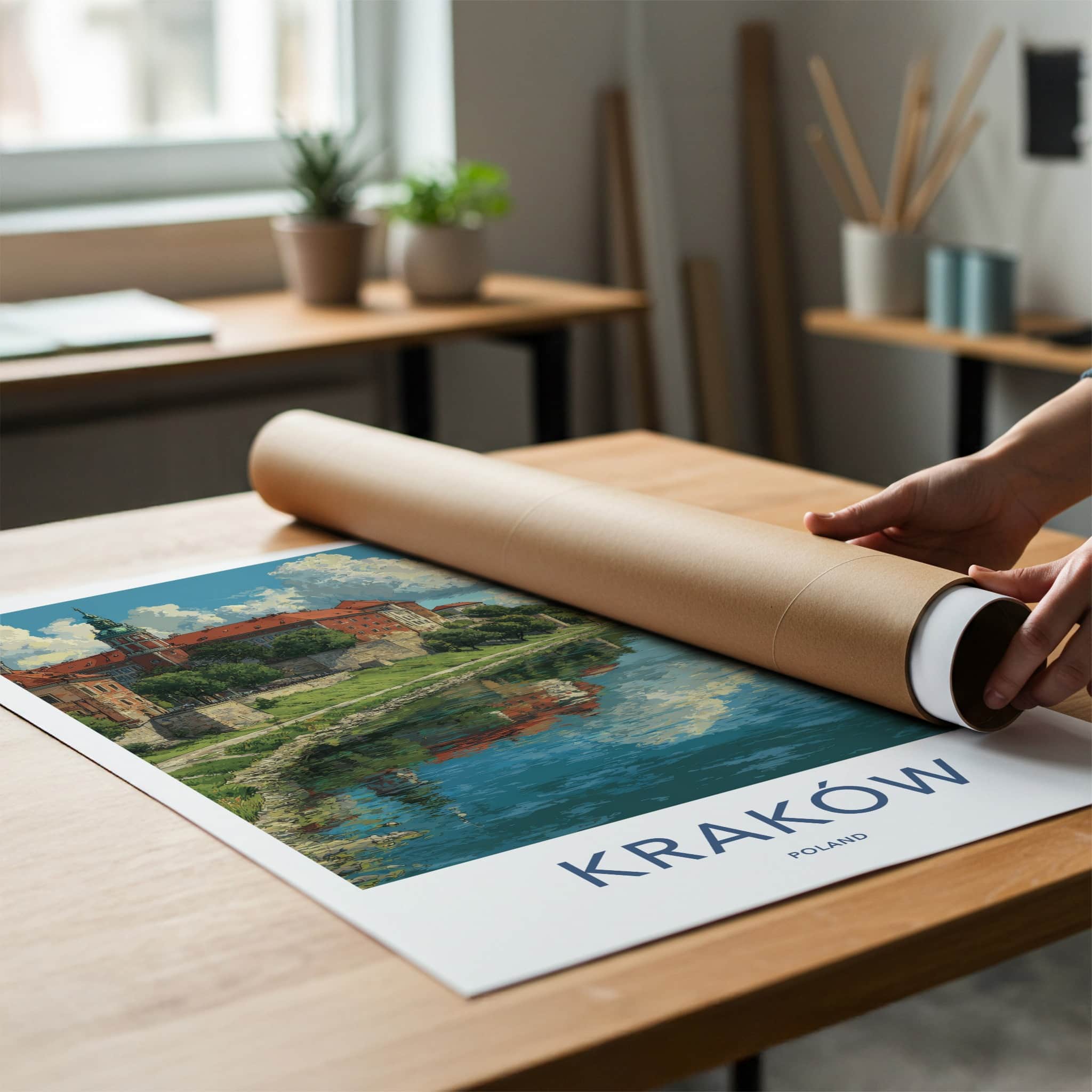 Krakow Poster - Poland Travel Art - Wawel Castle River Wall Decor