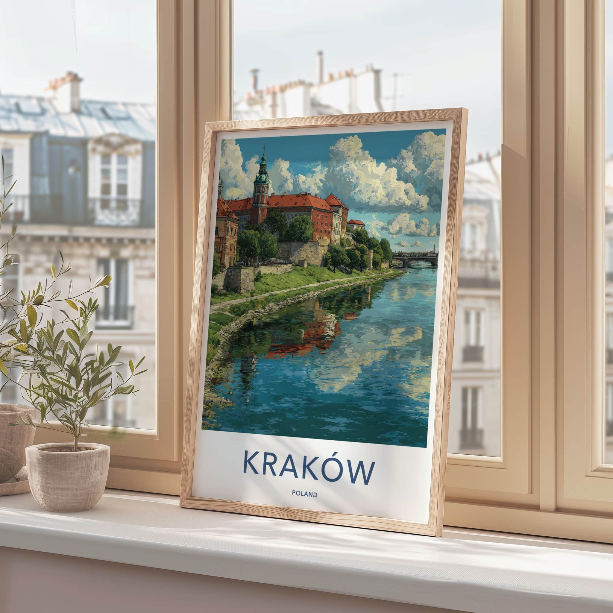 Krakow Poster - Poland Travel Art - Wawel Castle River Wall Decor