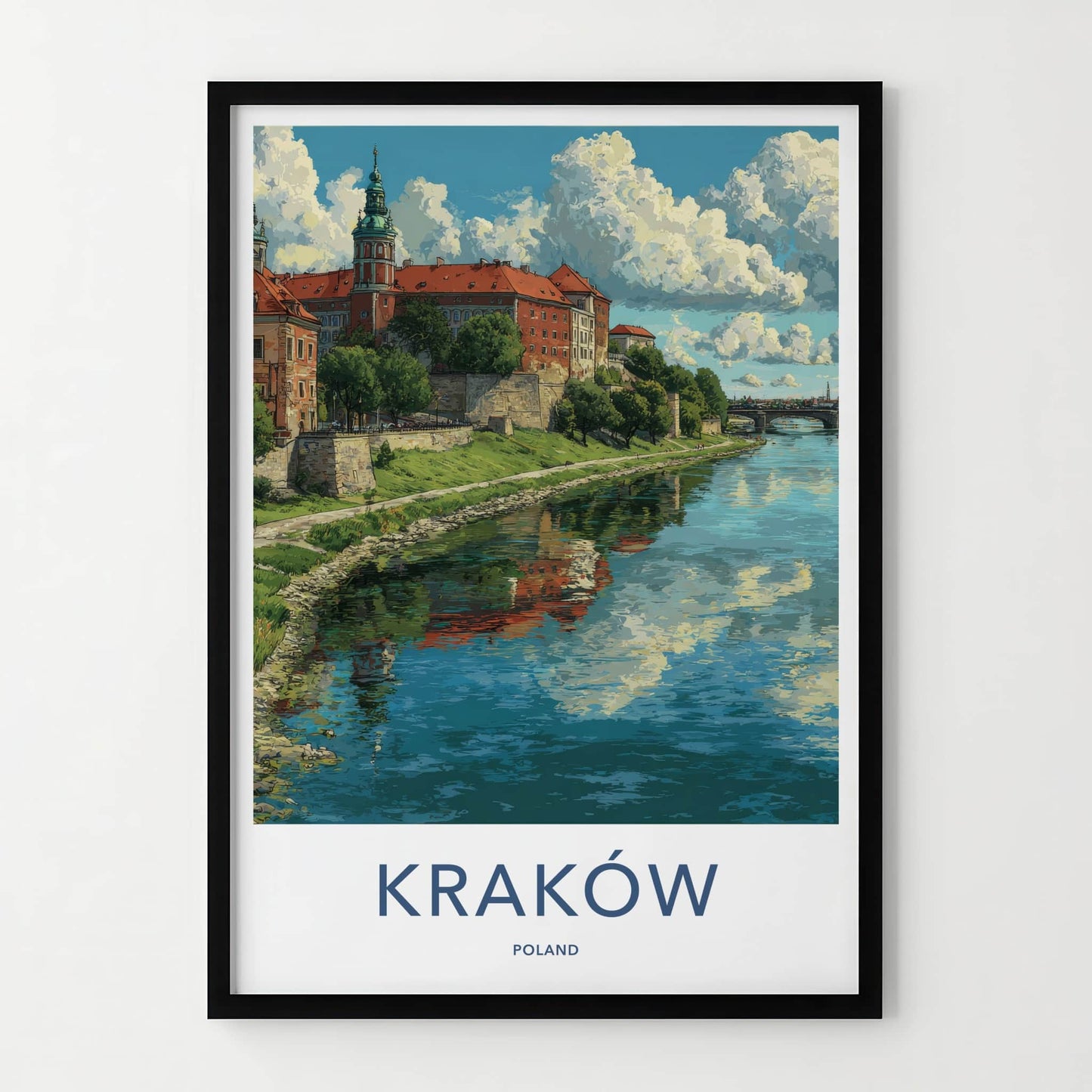 Krakow Poster - Poland Travel Art - Wawel Castle River Wall Decor