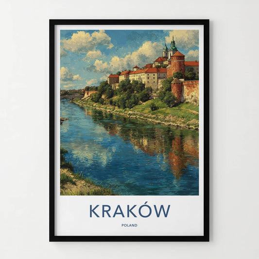 Krakow Poster - Poland Travel Art - Wawel Castle River Wall Decor 2