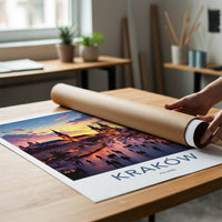 Krakow Poster - Poland Wall Art - Historic Square Evening Home Decor