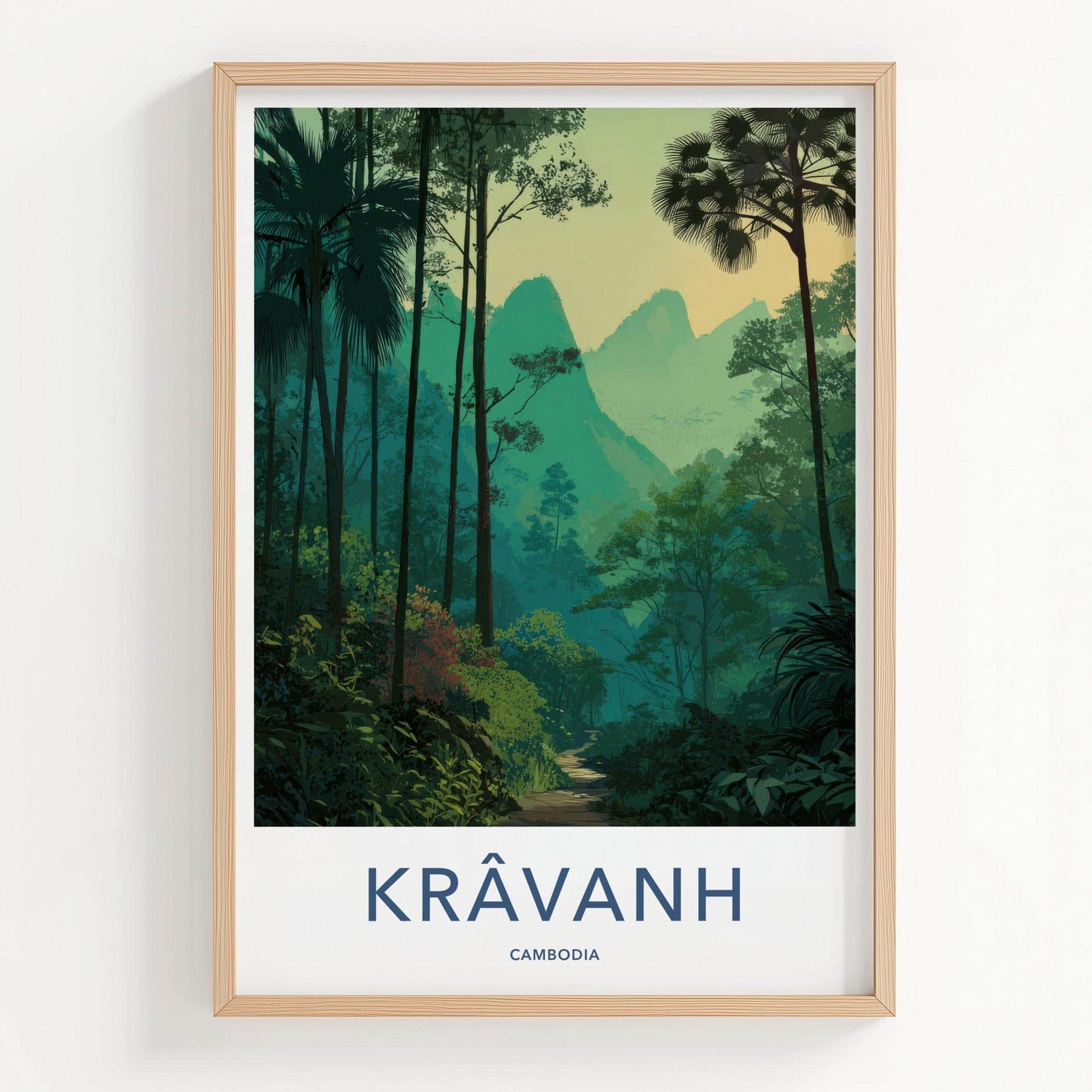 Kravanh Poster - Cambodia Travel Art - Lush Jungle Path Home Decor