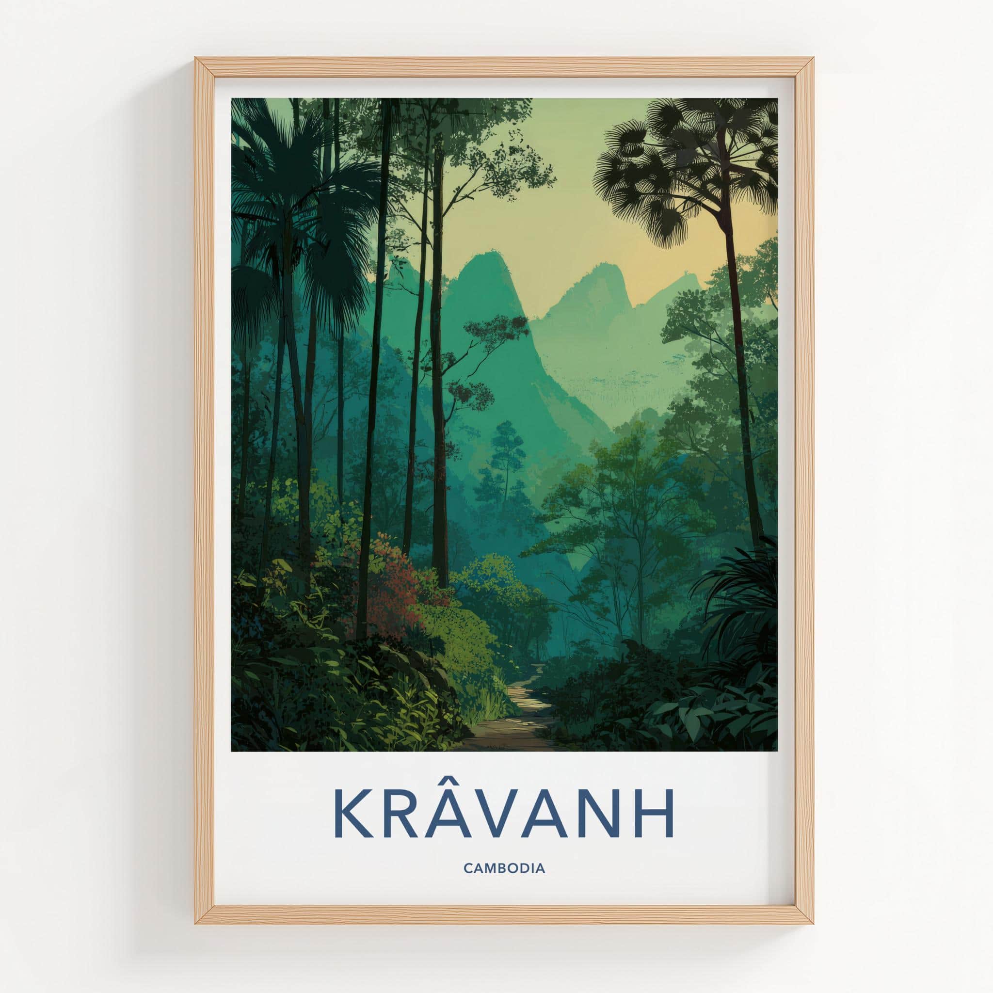 Kravanh Poster - Cambodia Travel Art - Lush Jungle Path Home Decor