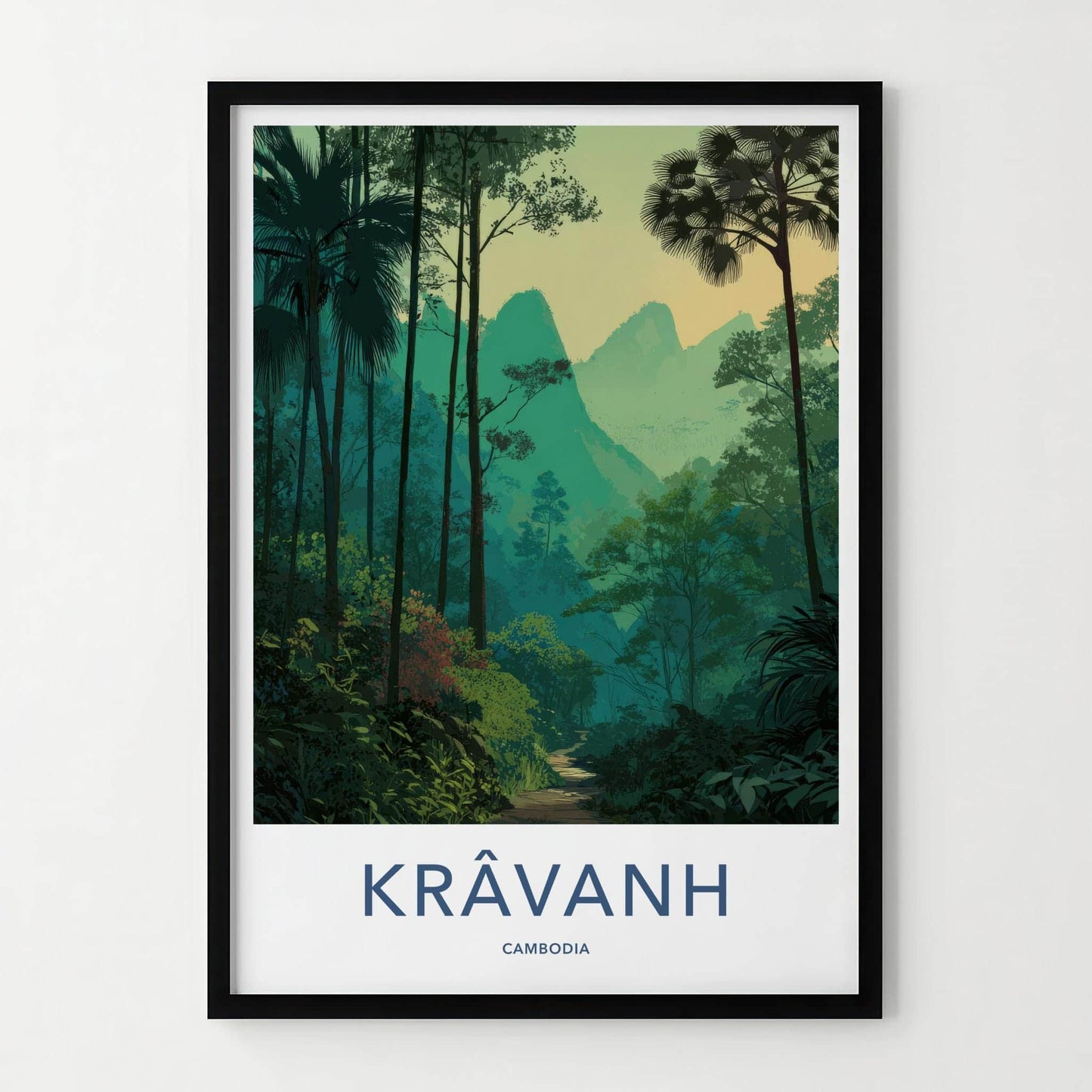 Kravanh Poster - Cambodia Travel Art - Lush Jungle Path Home Decor