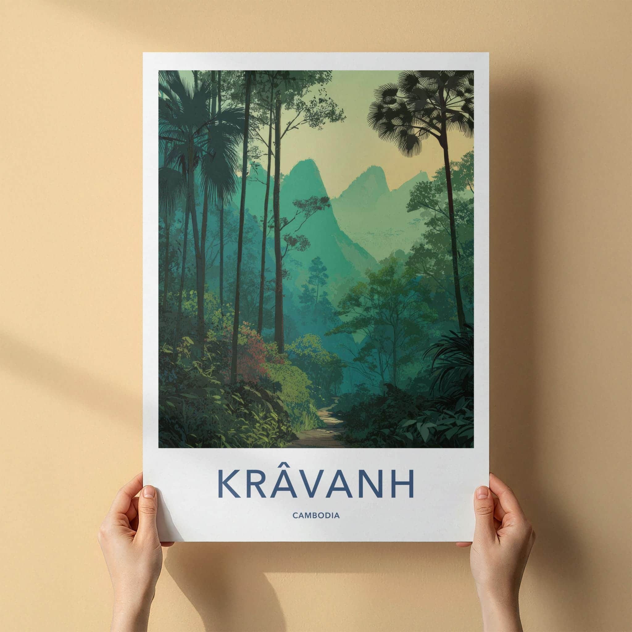 Kravanh Poster - Cambodia Travel Art - Lush Jungle Path Home Decor