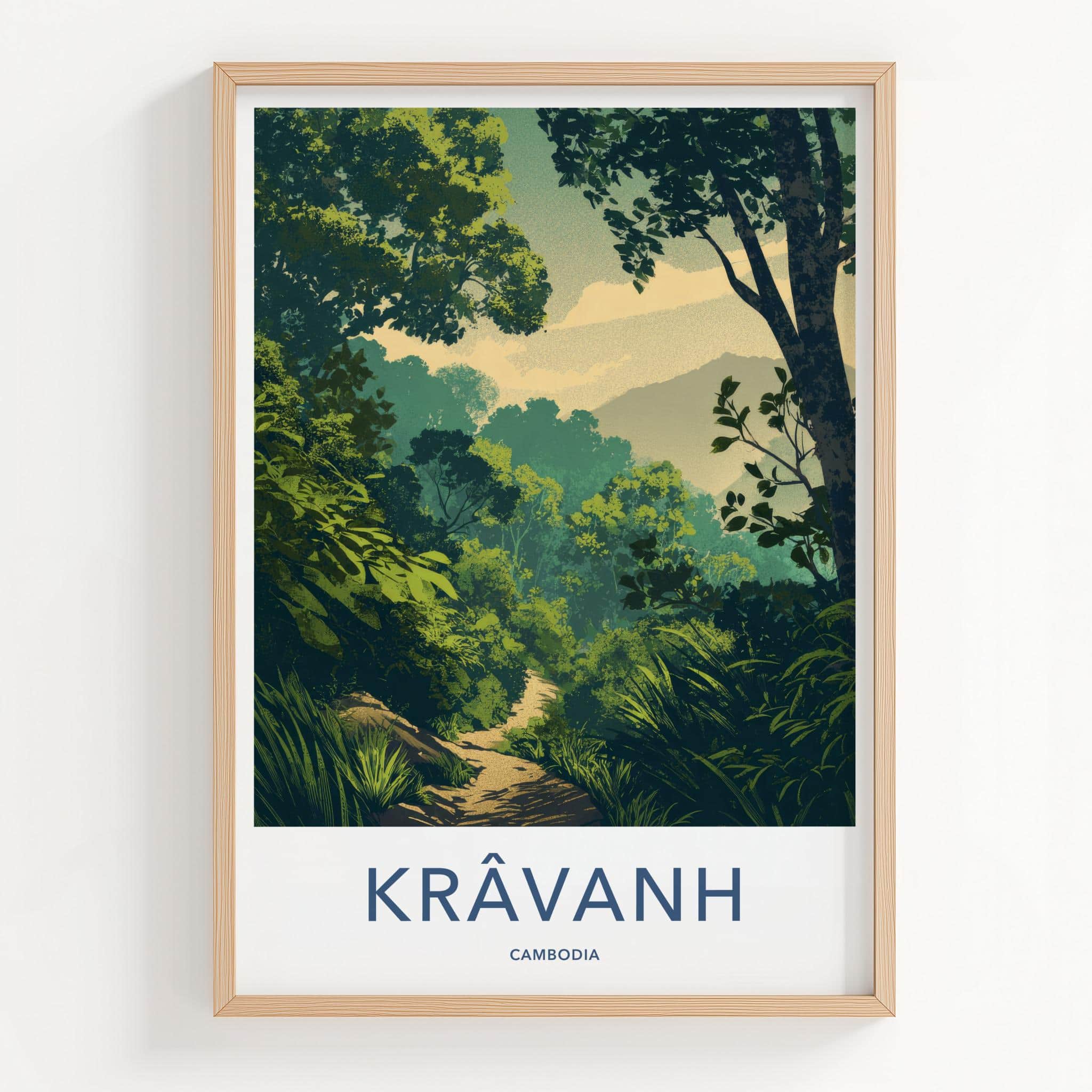 Kravanh Poster - Cambodia Travel Art - Lush Jungle Path Home Decor