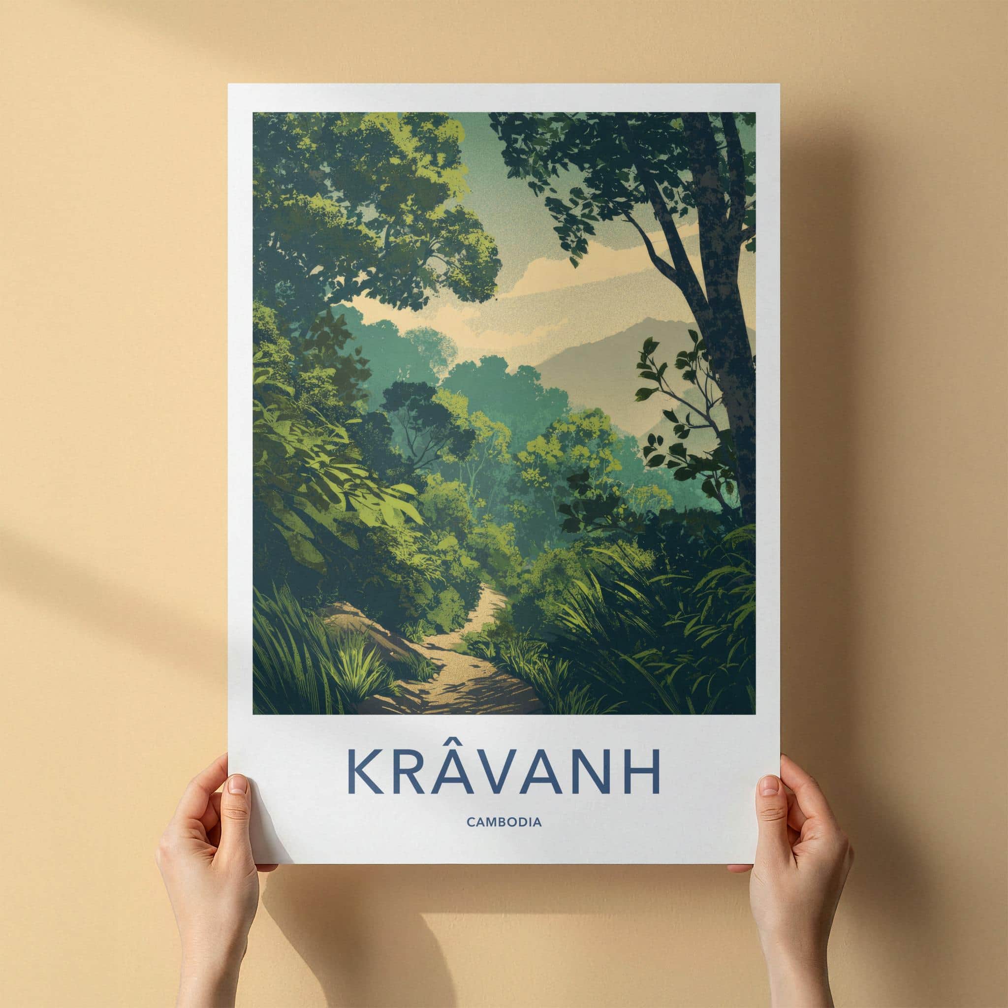 Kravanh Poster - Cambodia Travel Art - Lush Jungle Path Home Decor