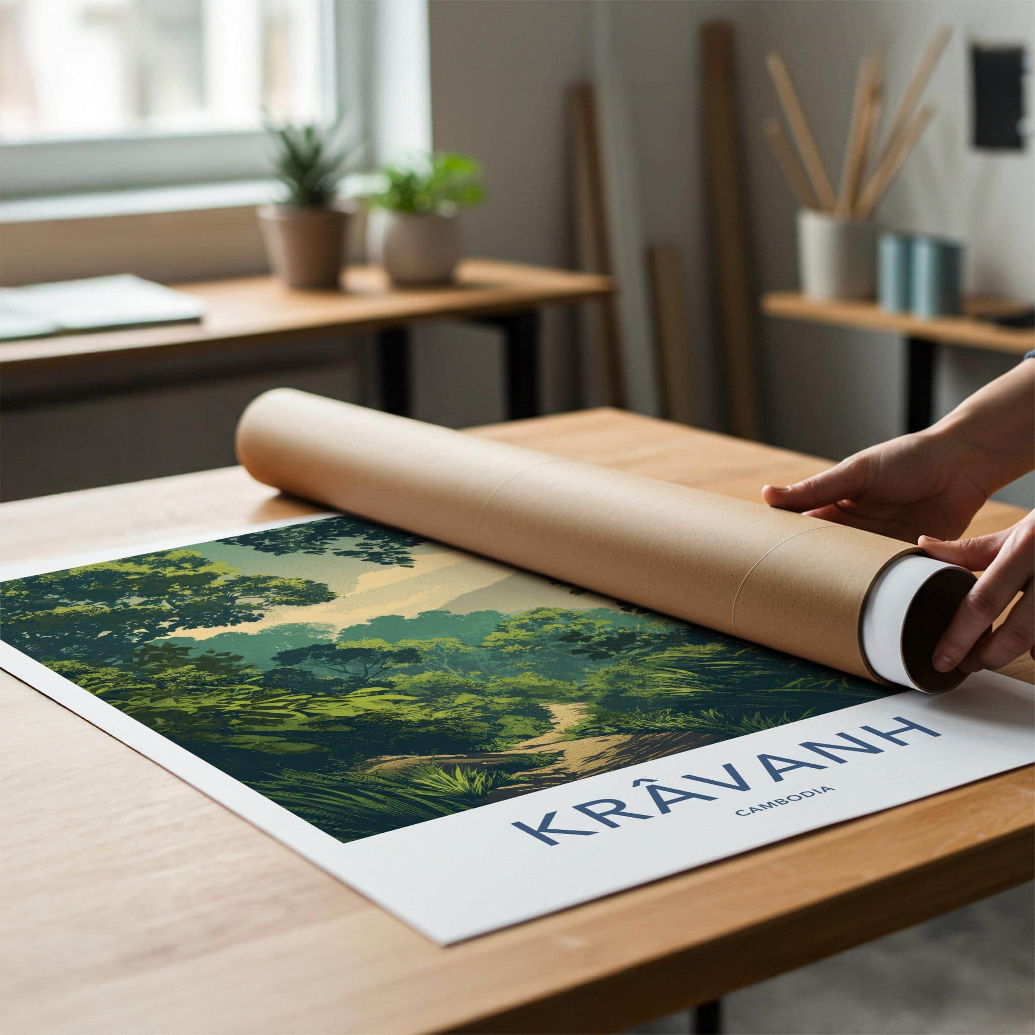 Kravanh Poster - Cambodia Travel Art - Lush Jungle Path Home Decor