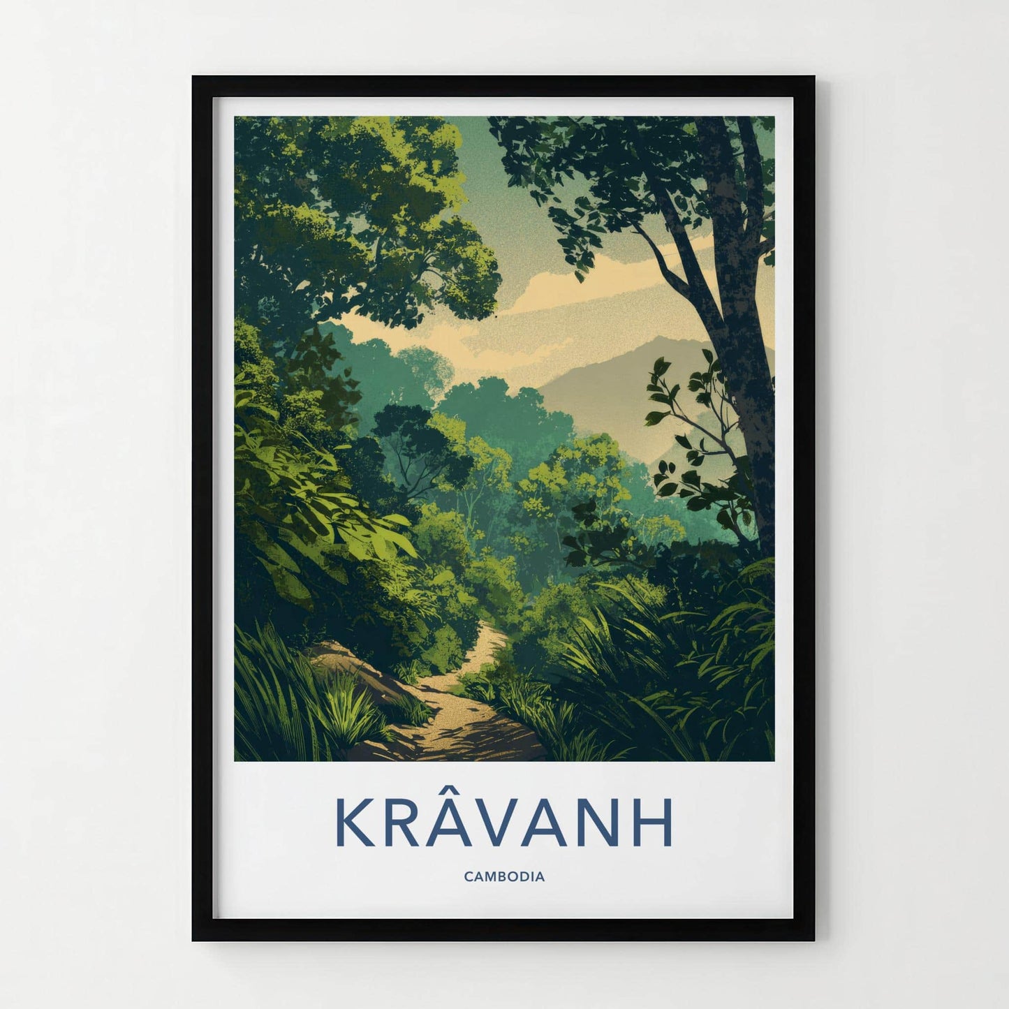 Kravanh Poster - Cambodia Travel Art - Lush Jungle Path Home Decor
