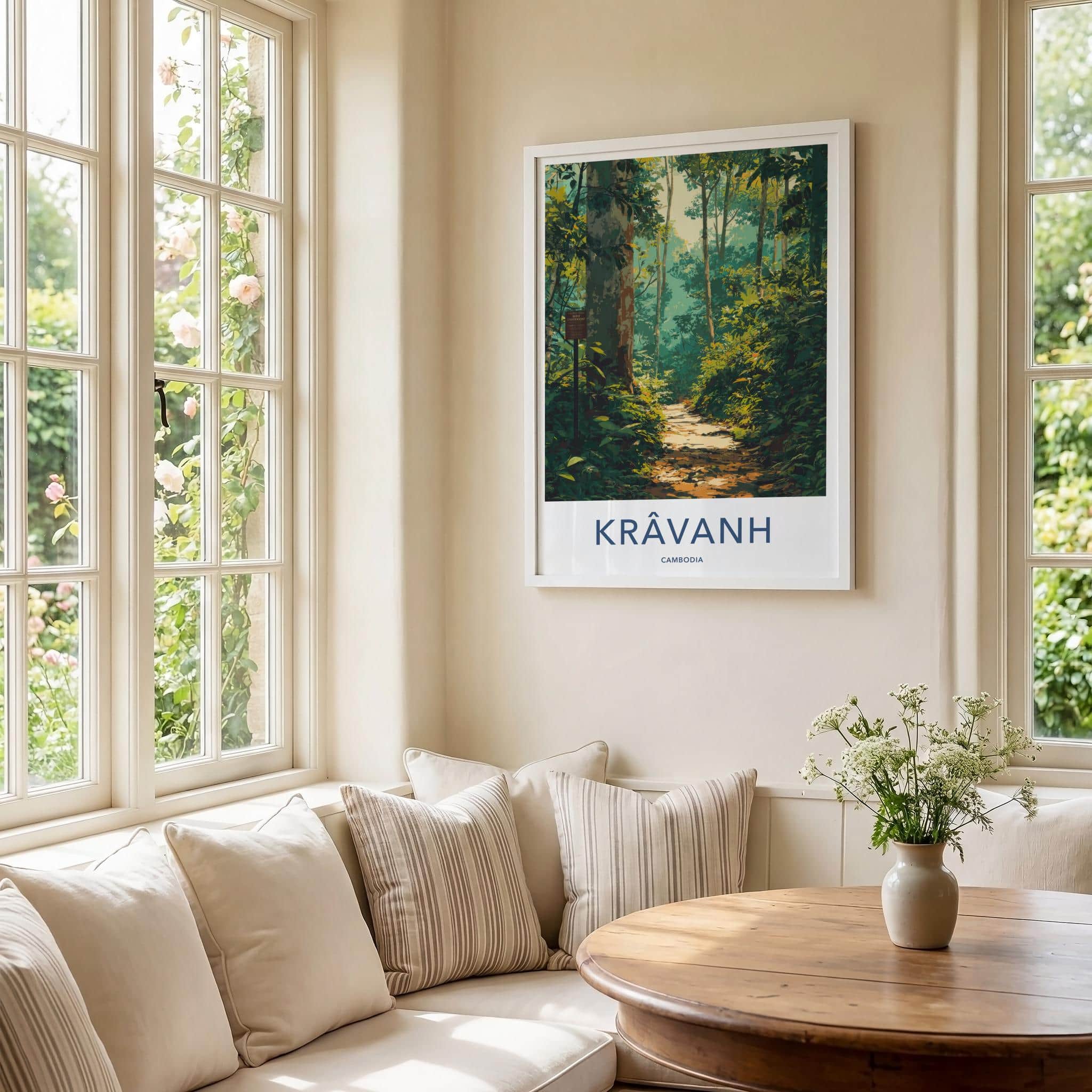 Kravanh Poster - Cambodia Wall Art - Sunlit Forest Path Home Decor