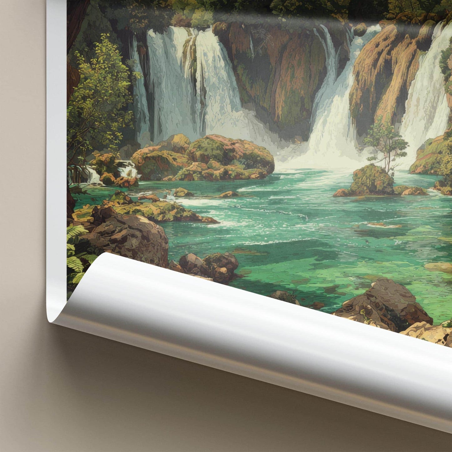 Kravica Falls Poster - Bosnia And Herzegovina Travel Art - Lush Cascading Turquoise Home Decor