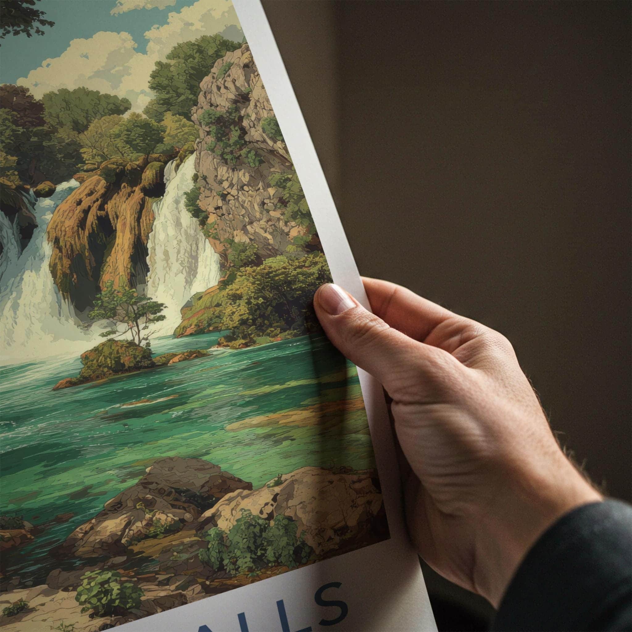 Kravica Falls Poster - Bosnia And Herzegovina Travel Art - Lush Cascading Turquoise Home Decor