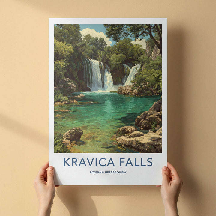 Kravica Falls Poster - Bosnia and Herzegovina Wall Art - Lush Green Waterfalls Gift