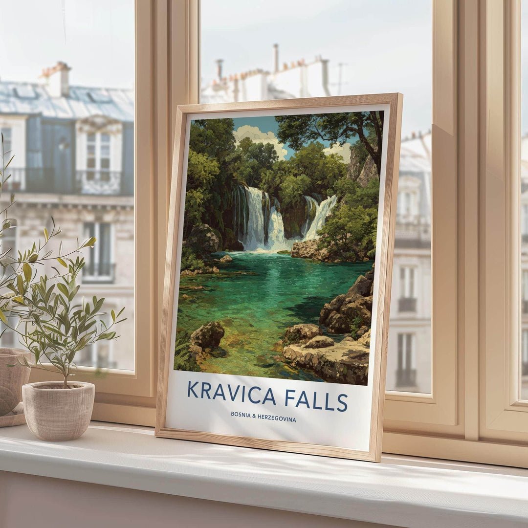 Kravica Falls Poster - Bosnia and Herzegovina Wall Art - Lush Green Waterfalls Gift
