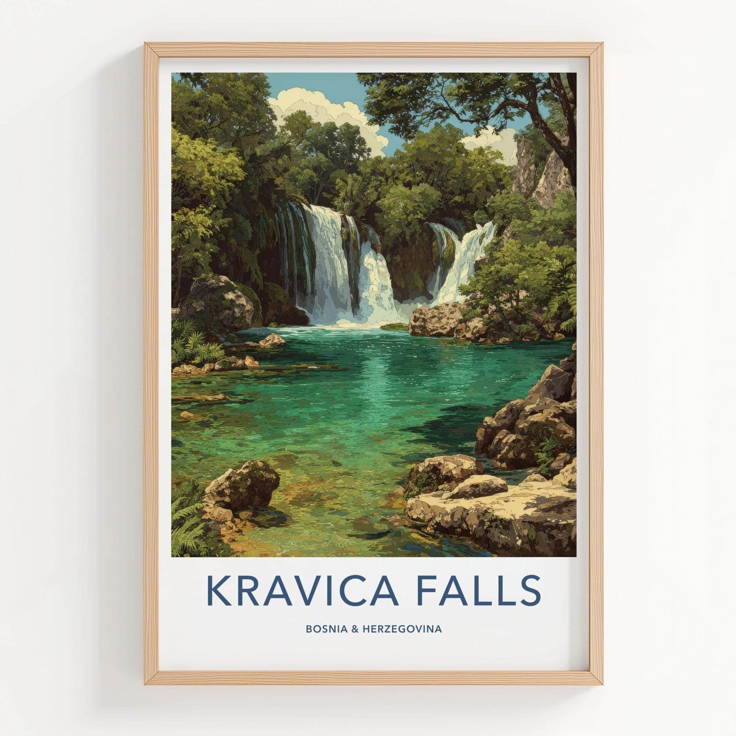 Kravica Falls Poster - Bosnia and Herzegovina Wall Art - Lush Green Waterfalls Gift