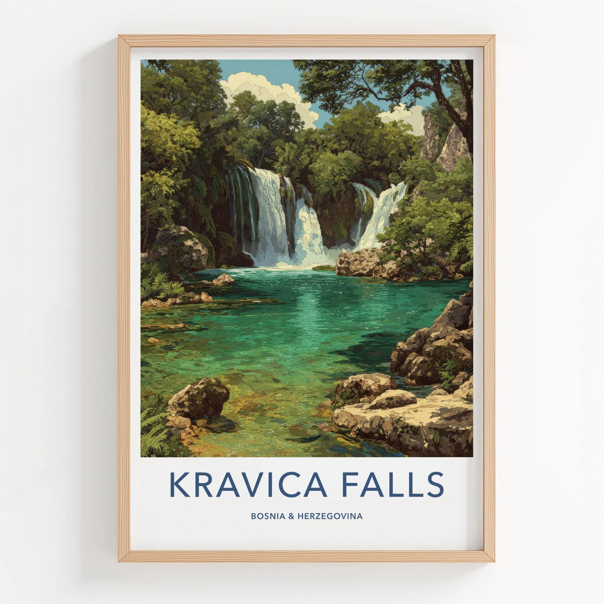 Kravica Falls Poster - Bosnia and Herzegovina Wall Art - Lush Green Waterfalls Gift