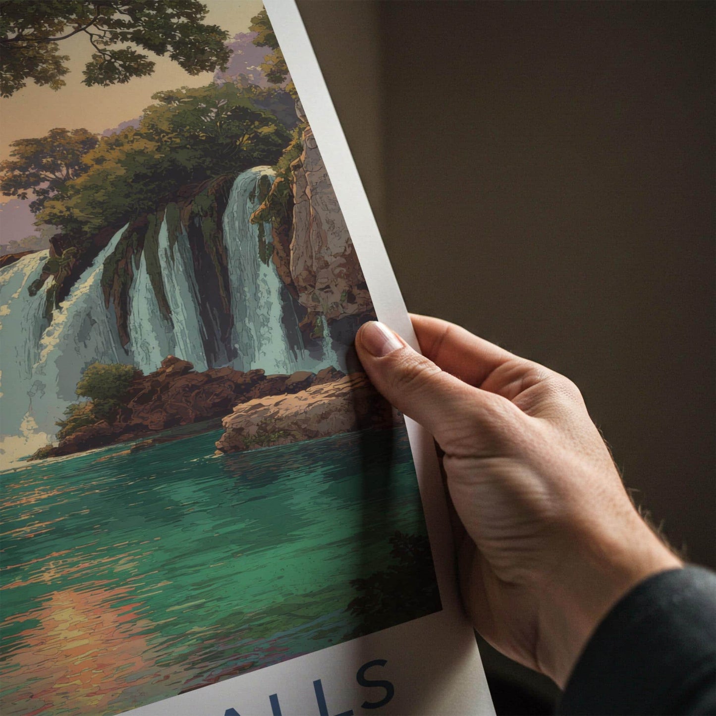 Kravica Falls Poster - Bosnia Herzegovina Wall Art - Lush Sunset Waterfall Home Decor