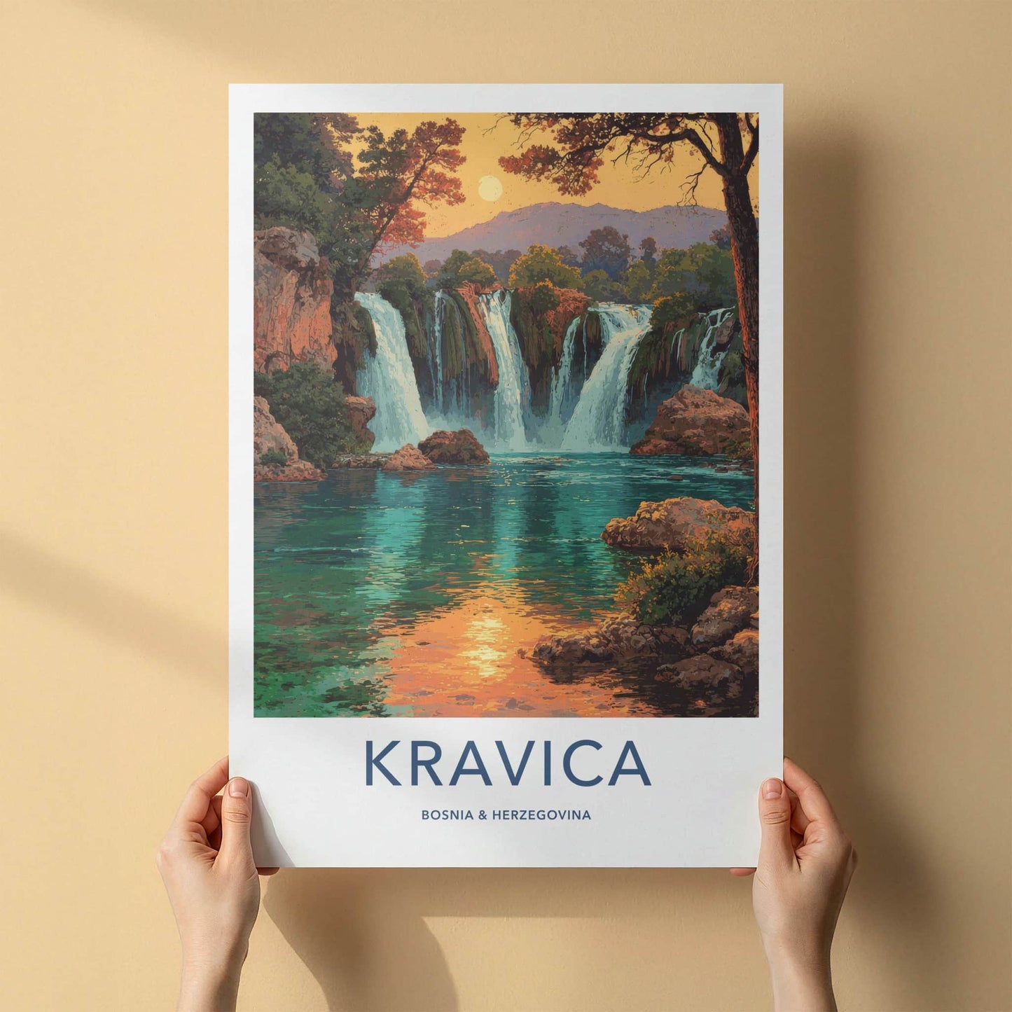 Kravica Poster - Bosnia and Herzegovina Lush Waterfalls Morning Art Print