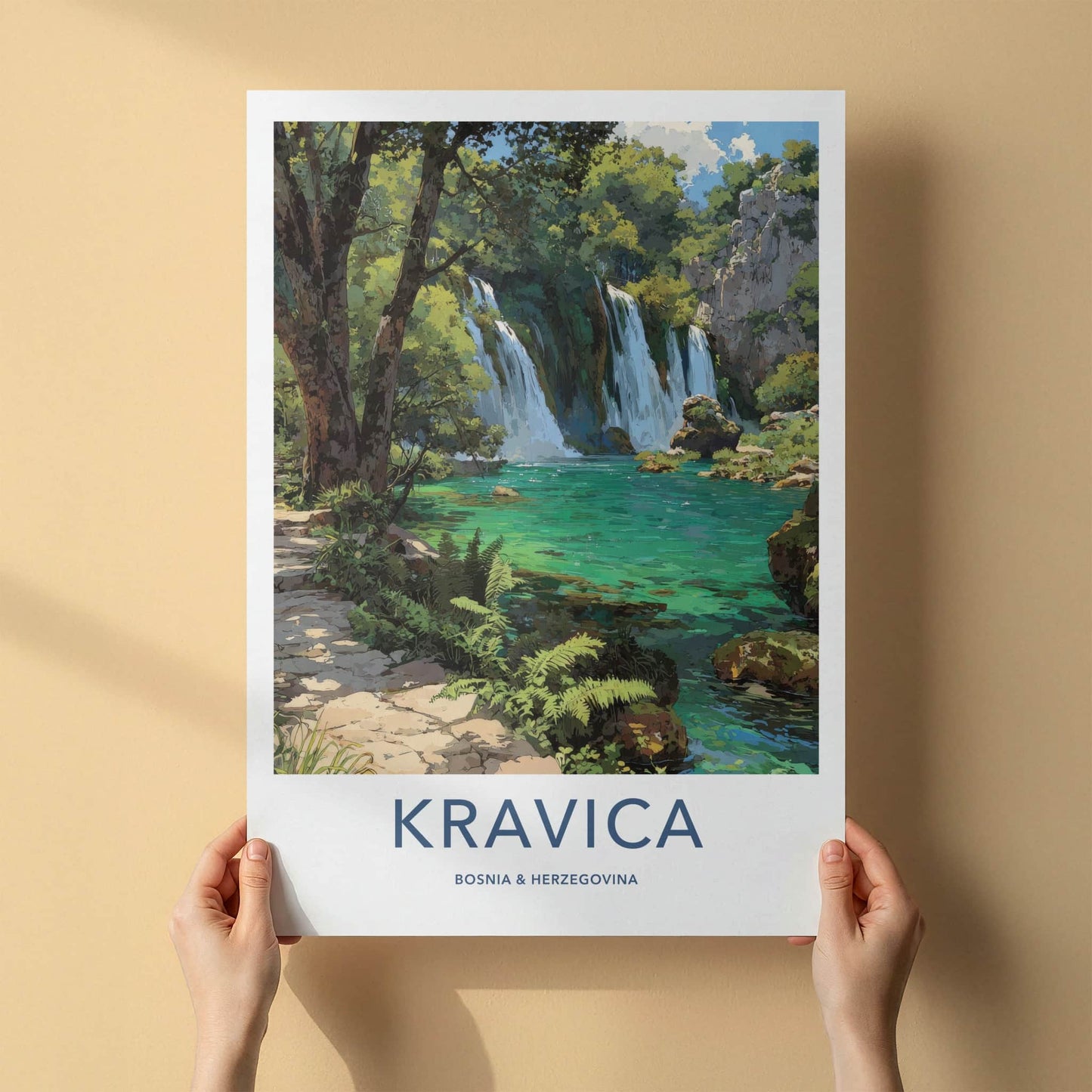 Kravica Poster - Bosnia & Herzegovina Cascading Emerald Waters Gallery Art