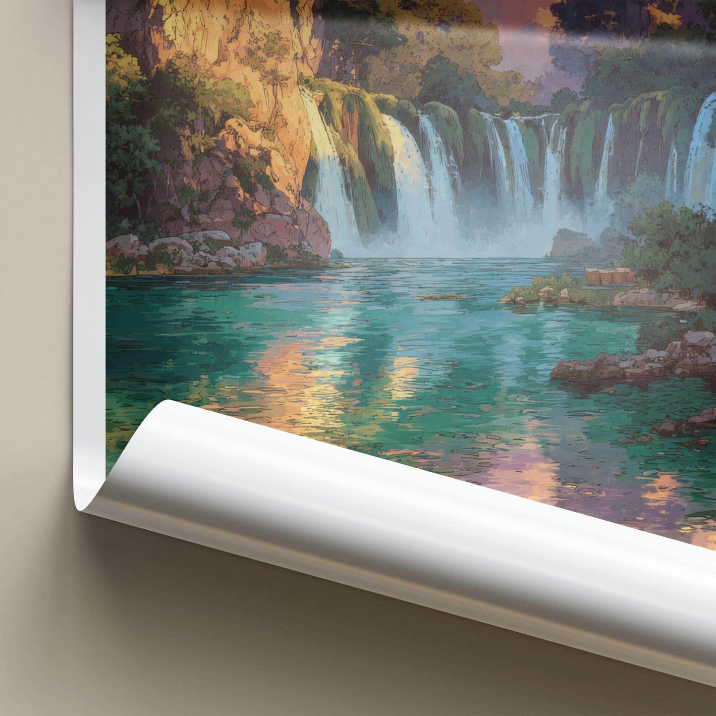 Kravica Poster - Bosnia Herzegovina Travel Art - Lush Waterfall Scene Home Decor