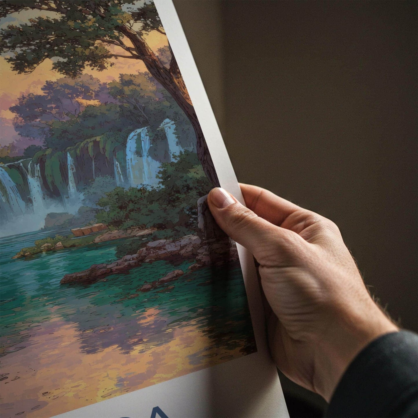 Kravica Poster - Bosnia Herzegovina Travel Art - Lush Waterfall Scene Home Decor