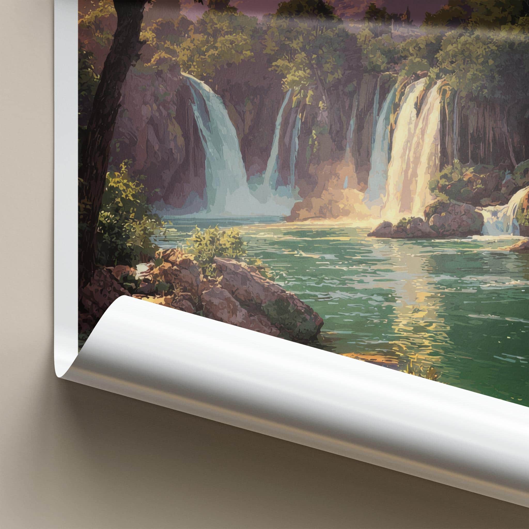 Kravica Poster - Bosnia Herzegovina Travel Art - Lush Waterfall Vista Home Decor