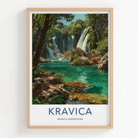 Kravica Poster - Bosnia Herzegovina Travel Print Cascading Waterfalls Home Decor