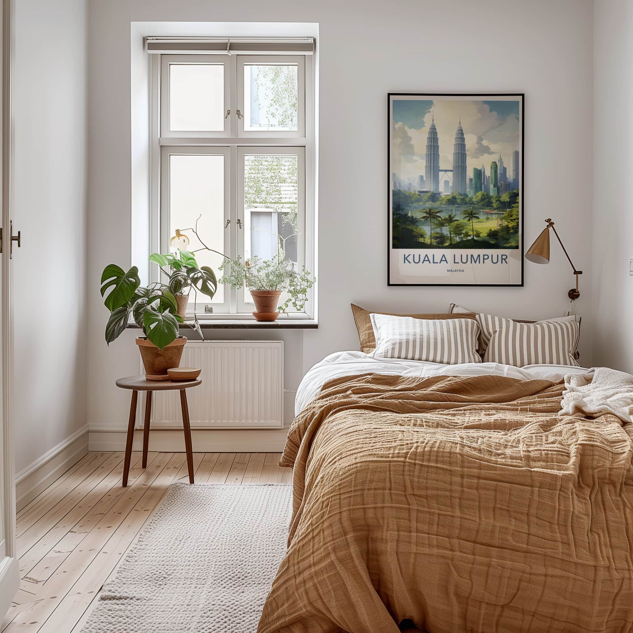 Kuala Lumpur Poster - Malaysia Travel Art - Twin Towers Lake Home Decor