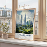 Kuala Lumpur Poster - Malaysia Travel Art - Twin Towers Lake Home Decor
