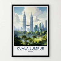 Kuala Lumpur Poster - Malaysia Travel Art - Twin Towers Lake Home Decor