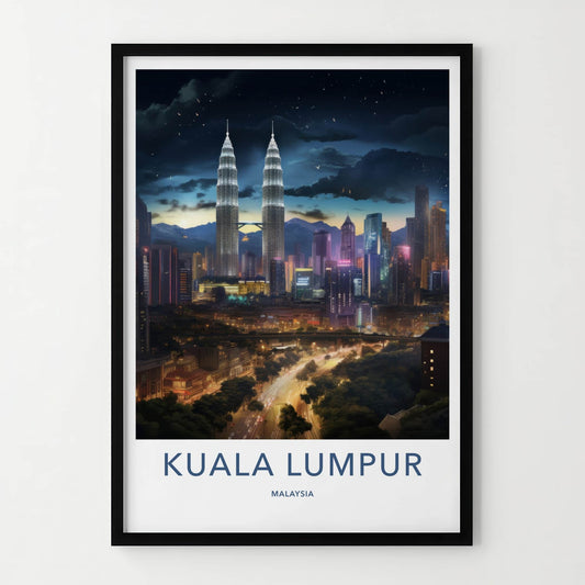 Kuala Lumpur Poster - Malaysia Travel Art - Vibrant City Night Home Decor