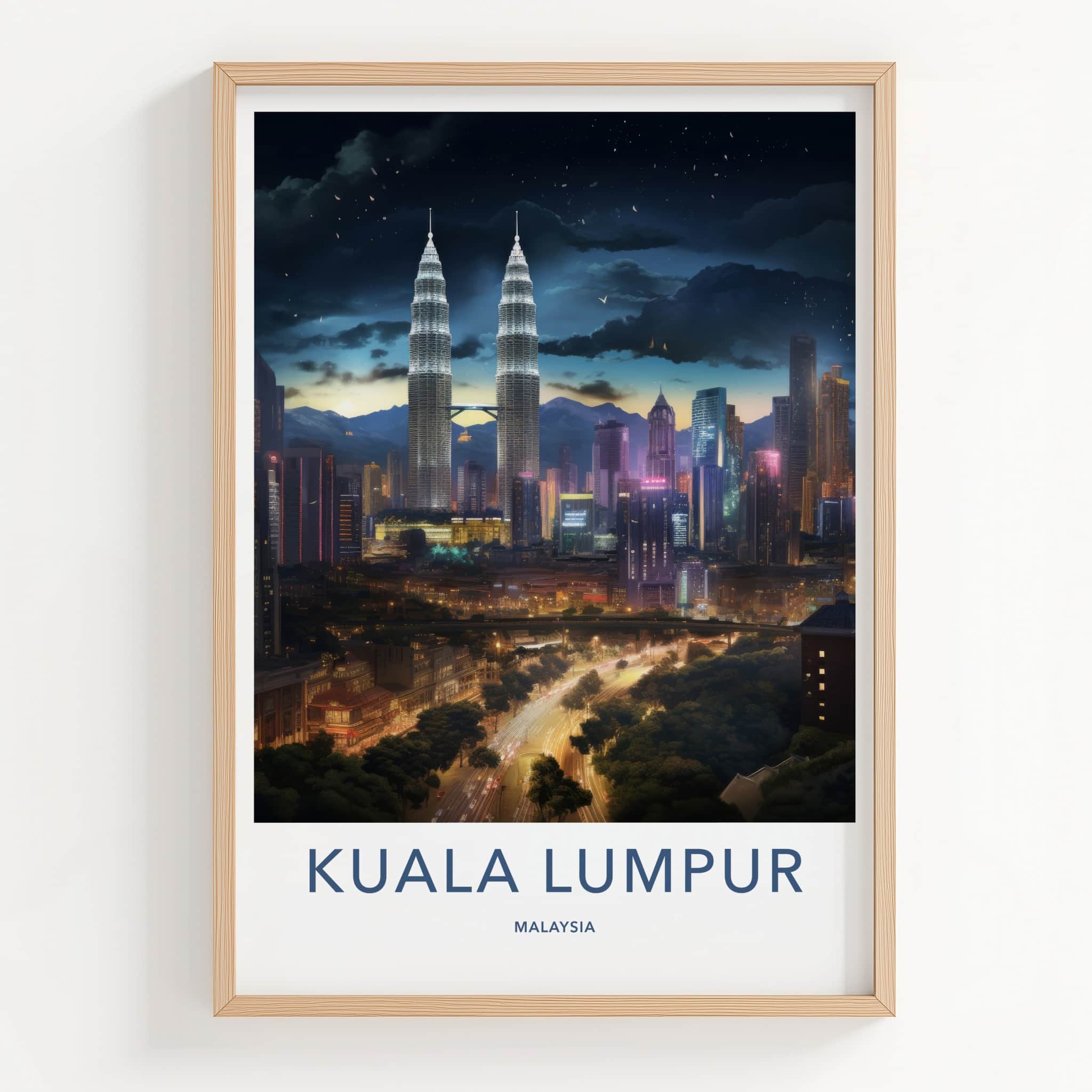 Kuala Lumpur Poster - Malaysia Travel Art - Vibrant City Night Home Decor