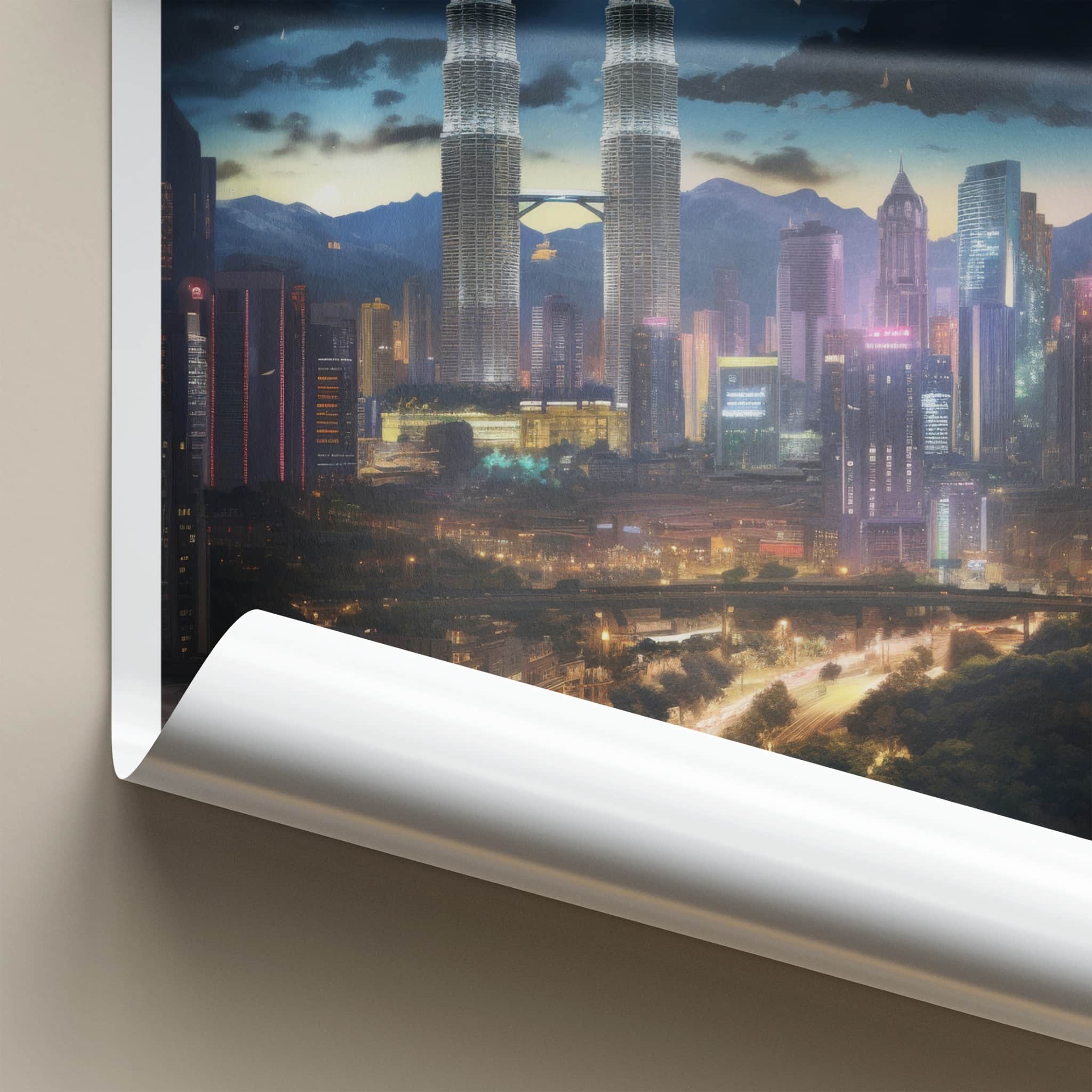 Kuala Lumpur Poster - Malaysia Travel Art - Vibrant City Night Home Decor