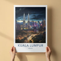 Kuala Lumpur Poster - Malaysia Travel Art - Vibrant City Night Home Decor