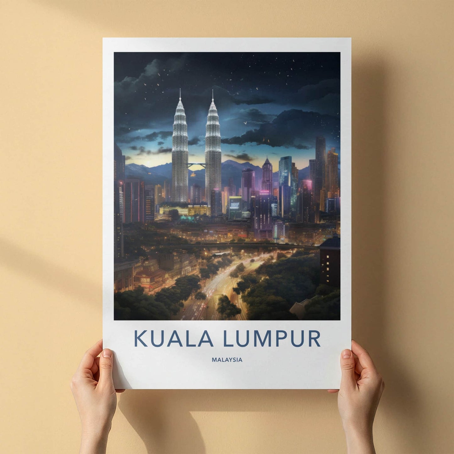 Kuala Lumpur Poster - Malaysia Travel Art - Vibrant City Night Home Decor