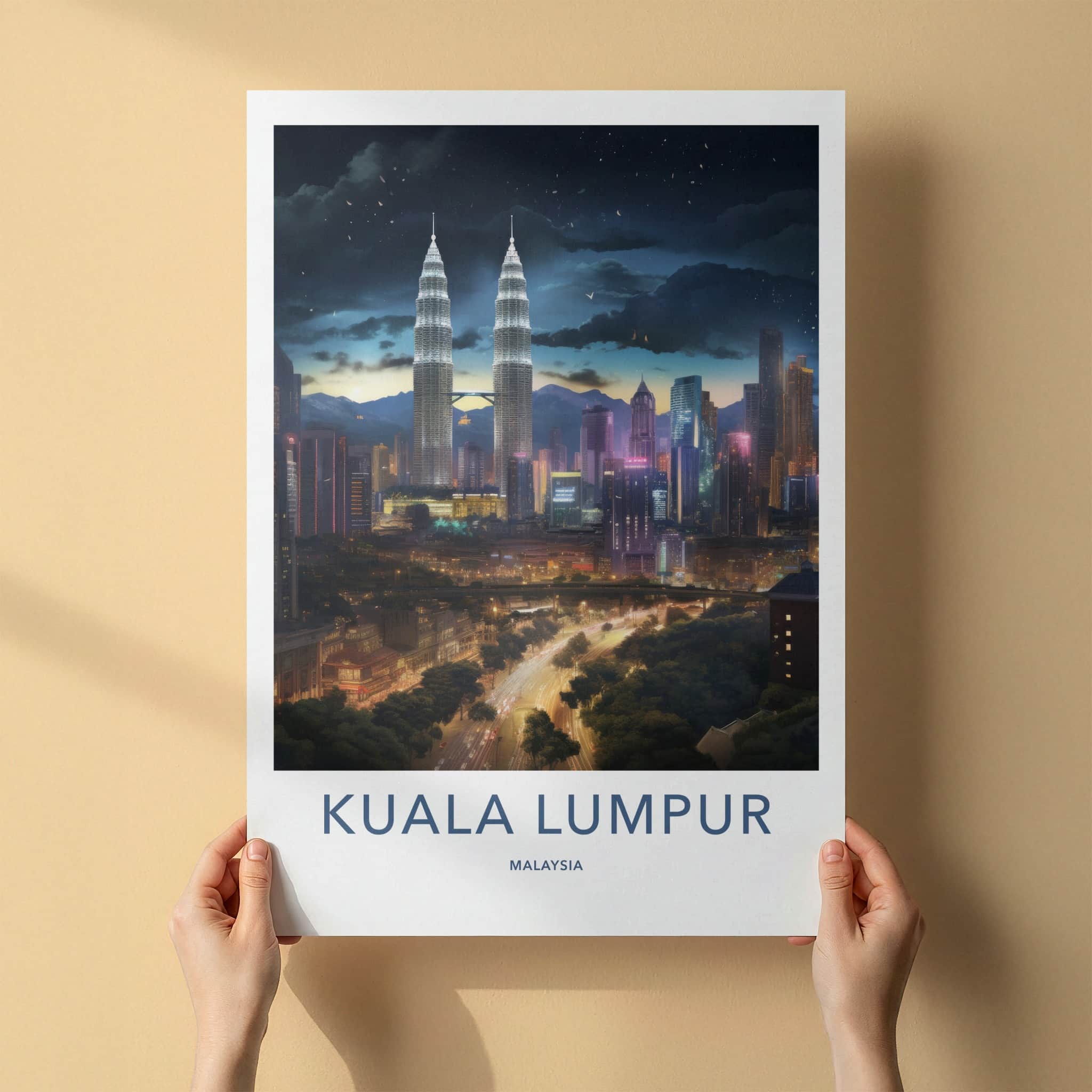 Kuala Lumpur Poster - Malaysia Travel Art - Vibrant City Night Home Decor
