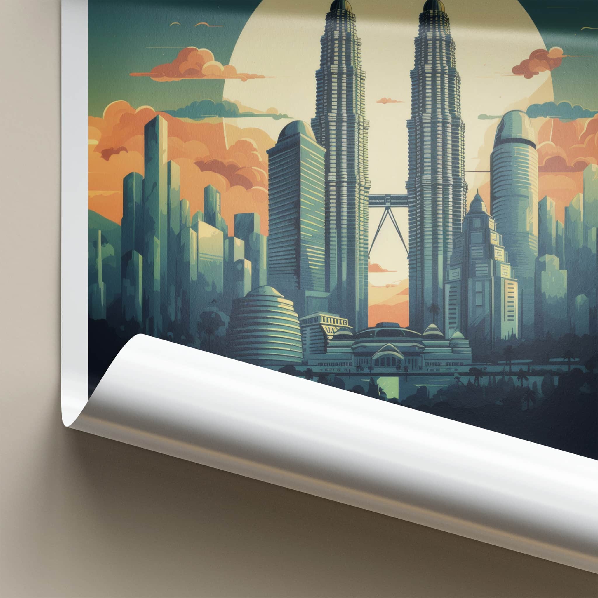 Kuala Lumpur Poster - Malaysia Travel Art - Vibrant City Skyline Home Decor