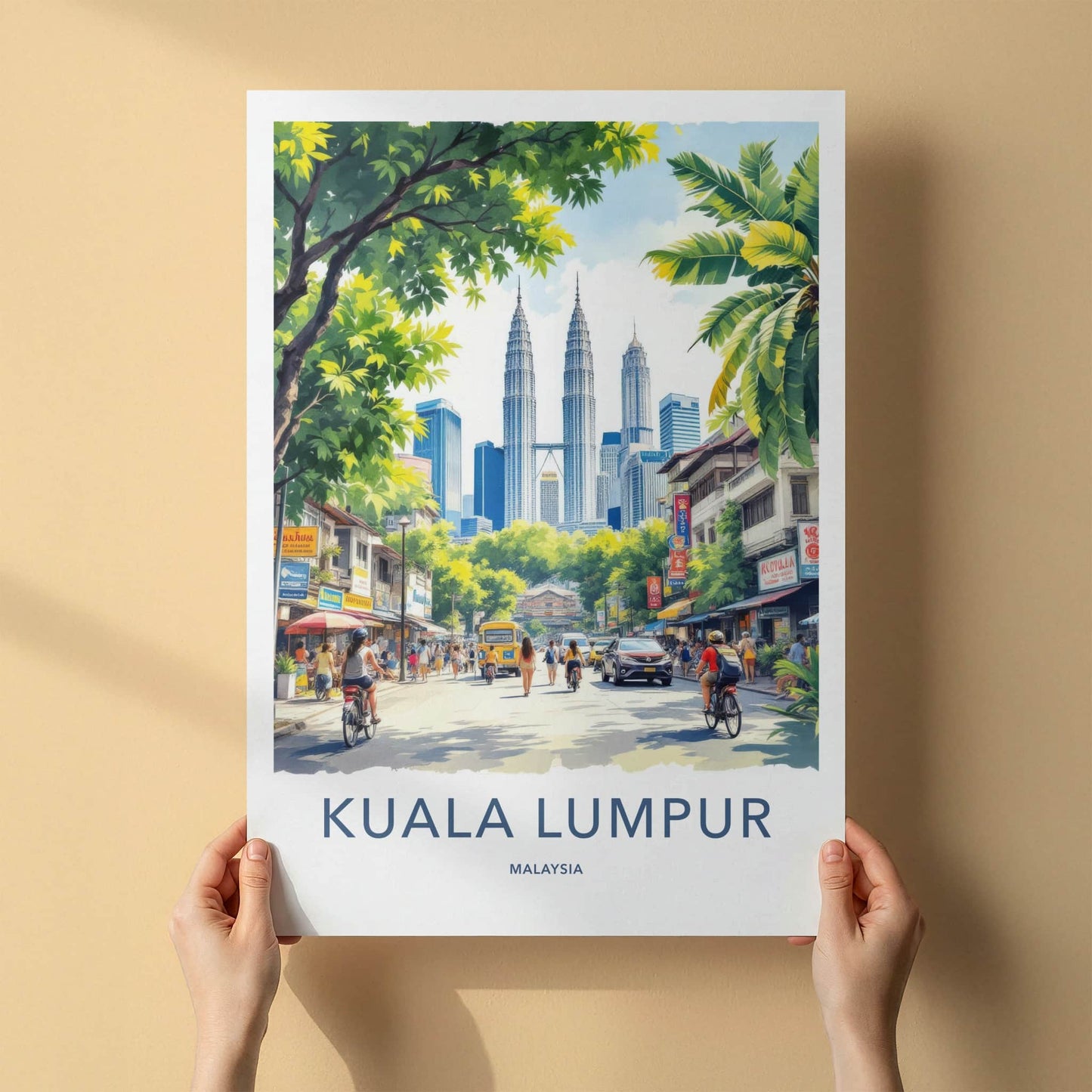 Kuala Lumpur Poster - Malaysia Travel Print - Petronas Twin Towers Wall Decor
