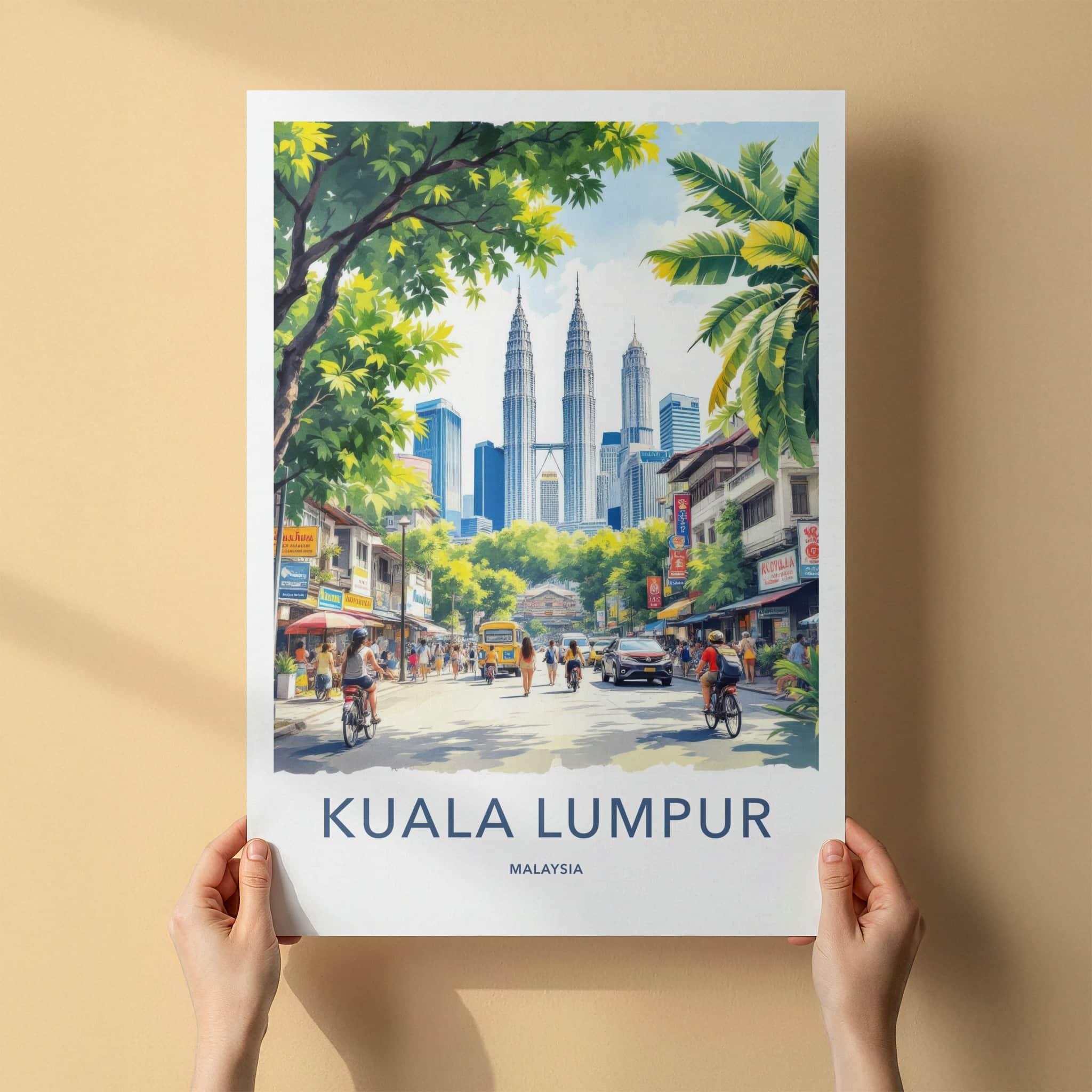 Kuala Lumpur Poster - Malaysia Travel Print - Petronas Twin Towers Wall Decor
