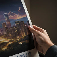 Kuala Lumpur Poster - Malaysia Wall Art - Moonlit Cityscape View Home Decor