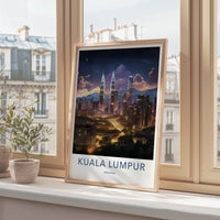 Kuala Lumpur Poster - Malaysia Wall Art - Moonlit Cityscape View Home Decor