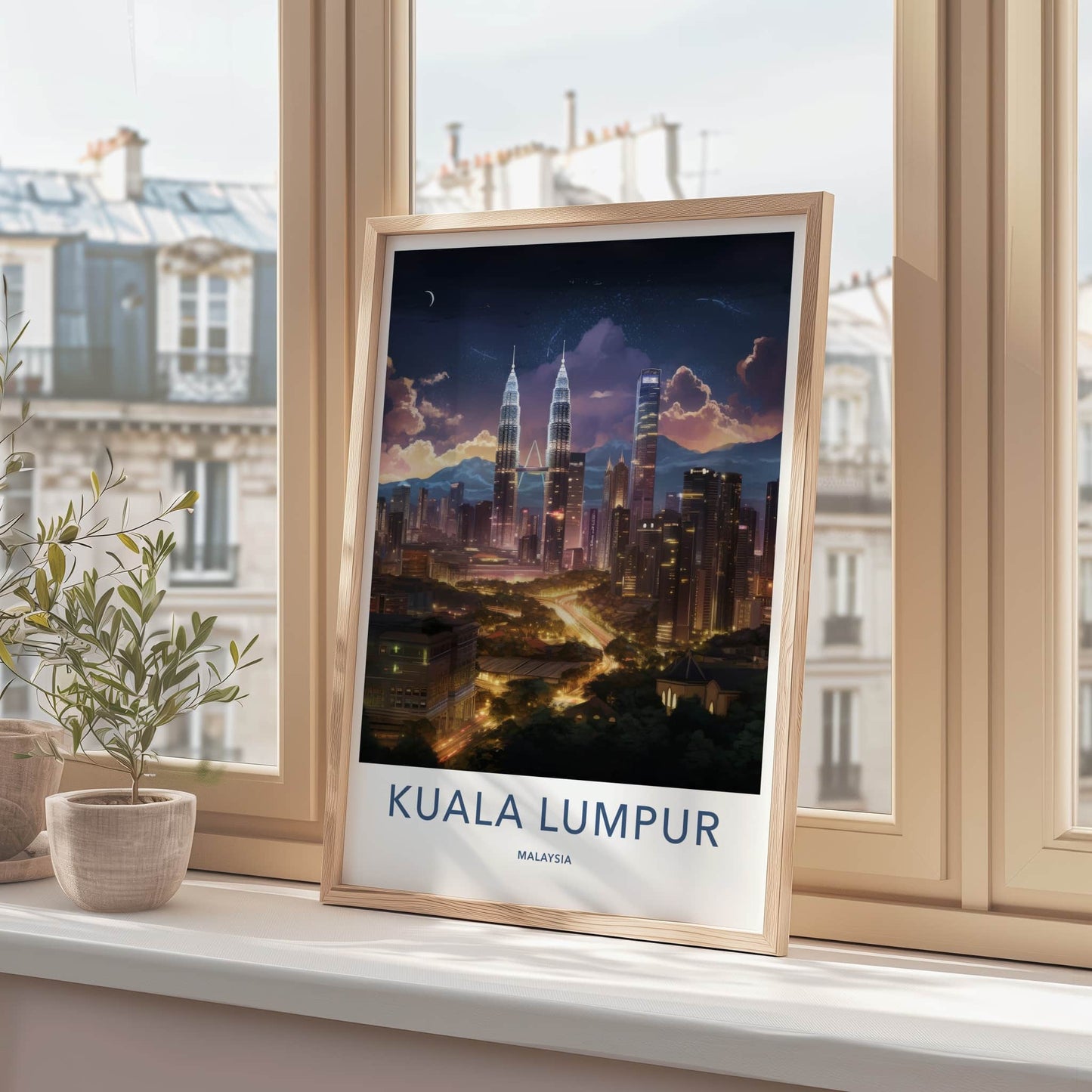 Kuala Lumpur Poster - Malaysia Wall Art - Moonlit Cityscape View Home Decor
