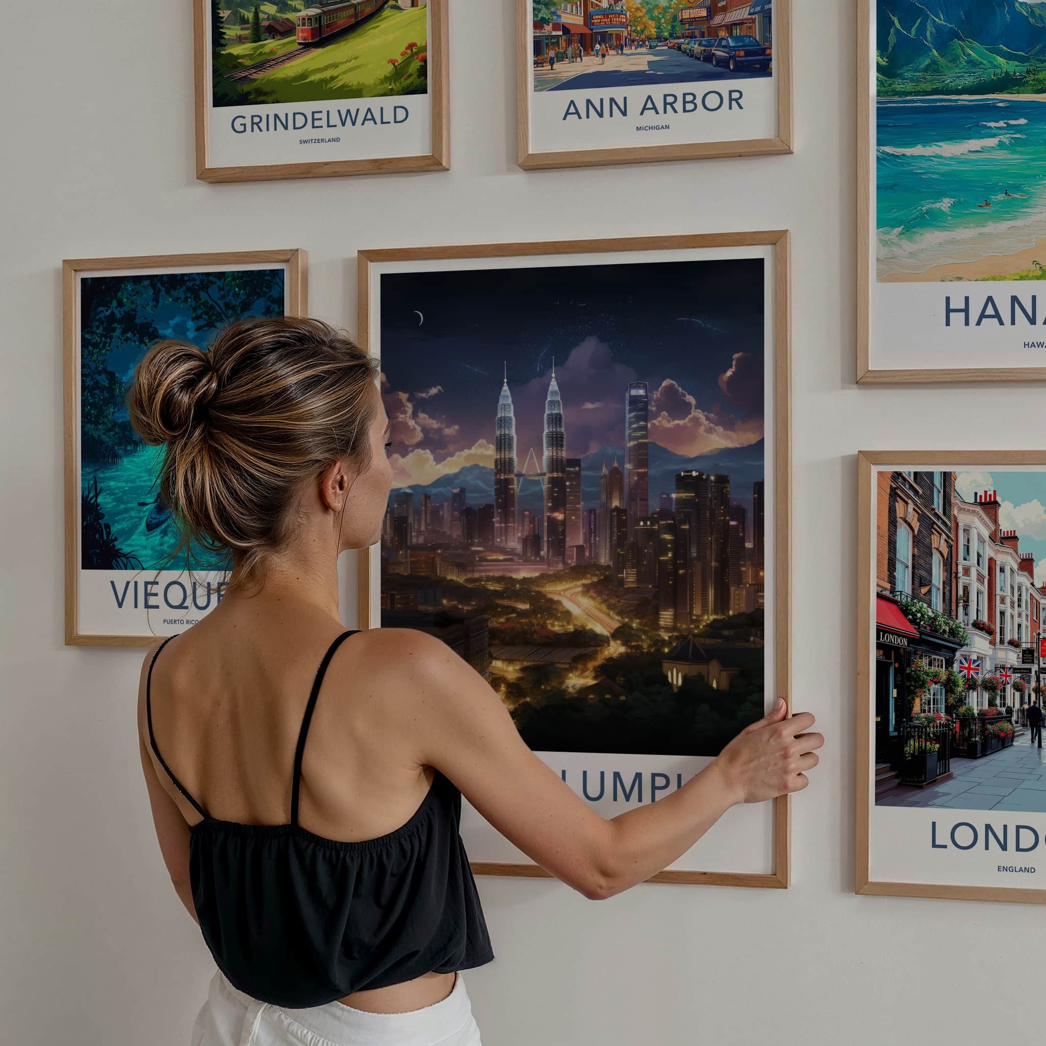 Kuala Lumpur Poster - Malaysia Wall Art - Moonlit Cityscape View Home Decor