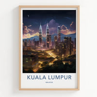 Kuala Lumpur Poster - Malaysia Wall Art - Moonlit Cityscape View Home Decor