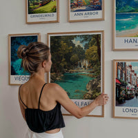 Kuang Si Falls Poster - Laos Travel Art - Lush Jungle Waterfall Wall Decor