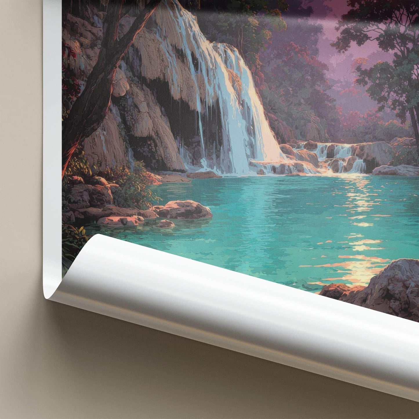 Kuang Si Falls Poster - Laos Travel Art - Vibrant Tropical Oasis Wall Decor