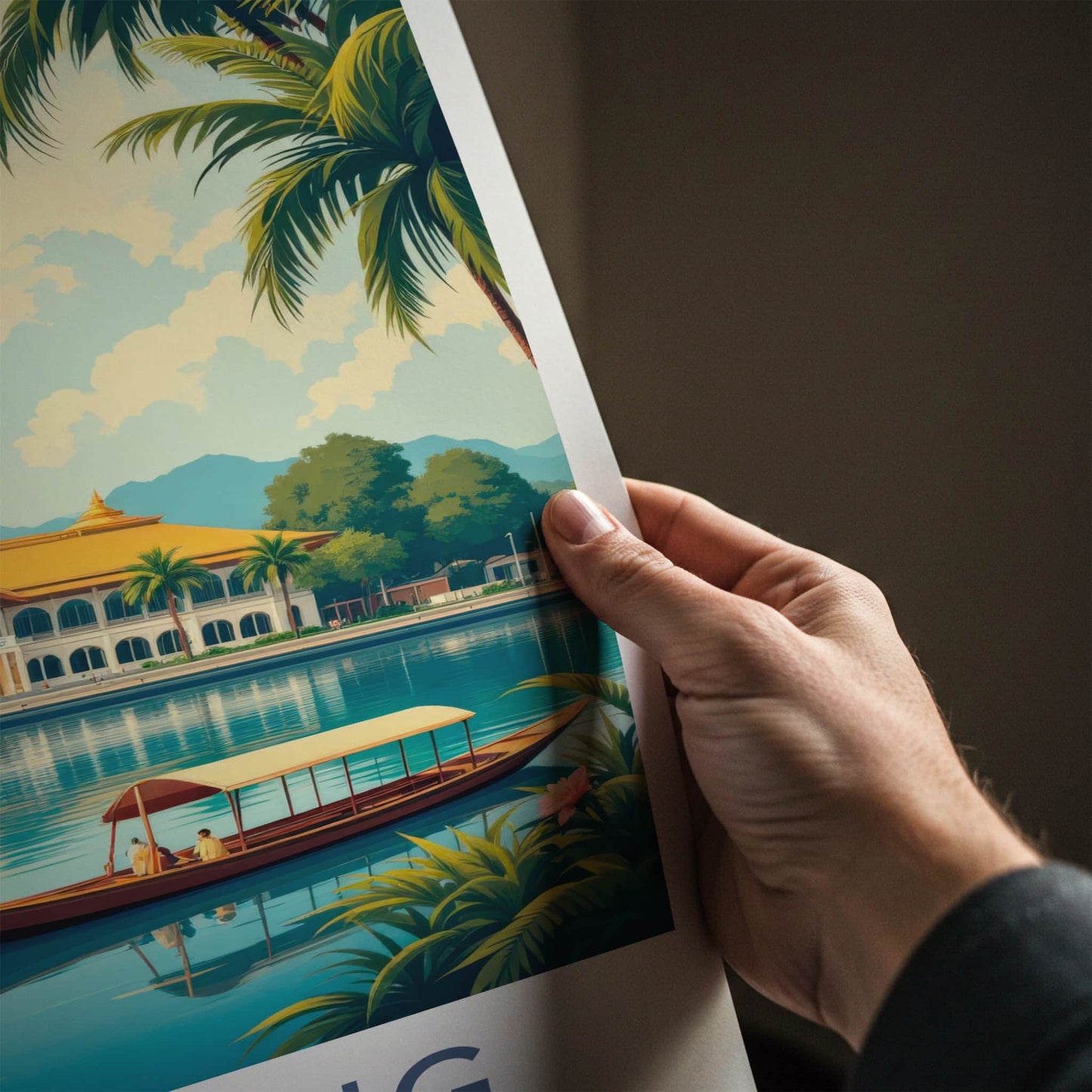 Kuching Poster - Malaysia Travel Art - Golden Roof Boat Home Decor